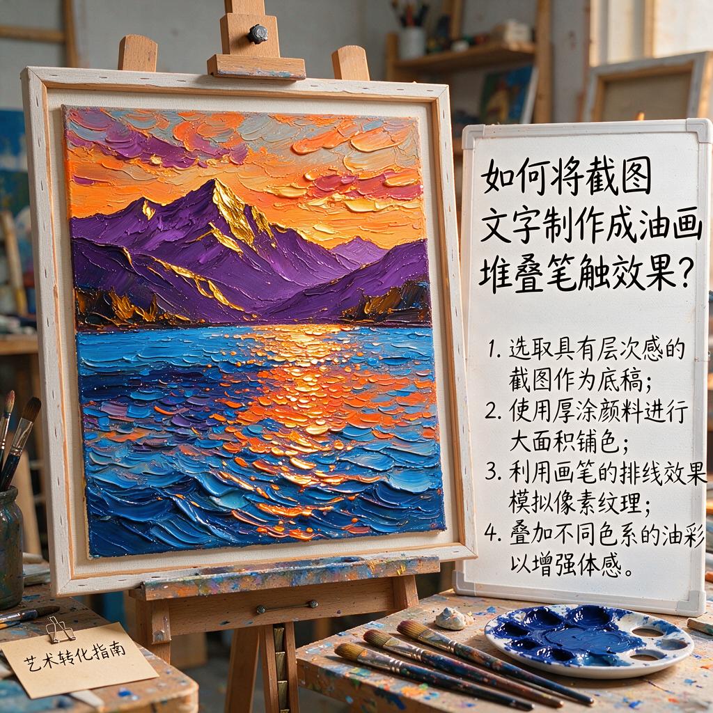 如何将截图文字制作成油画堆叠笔触效果?