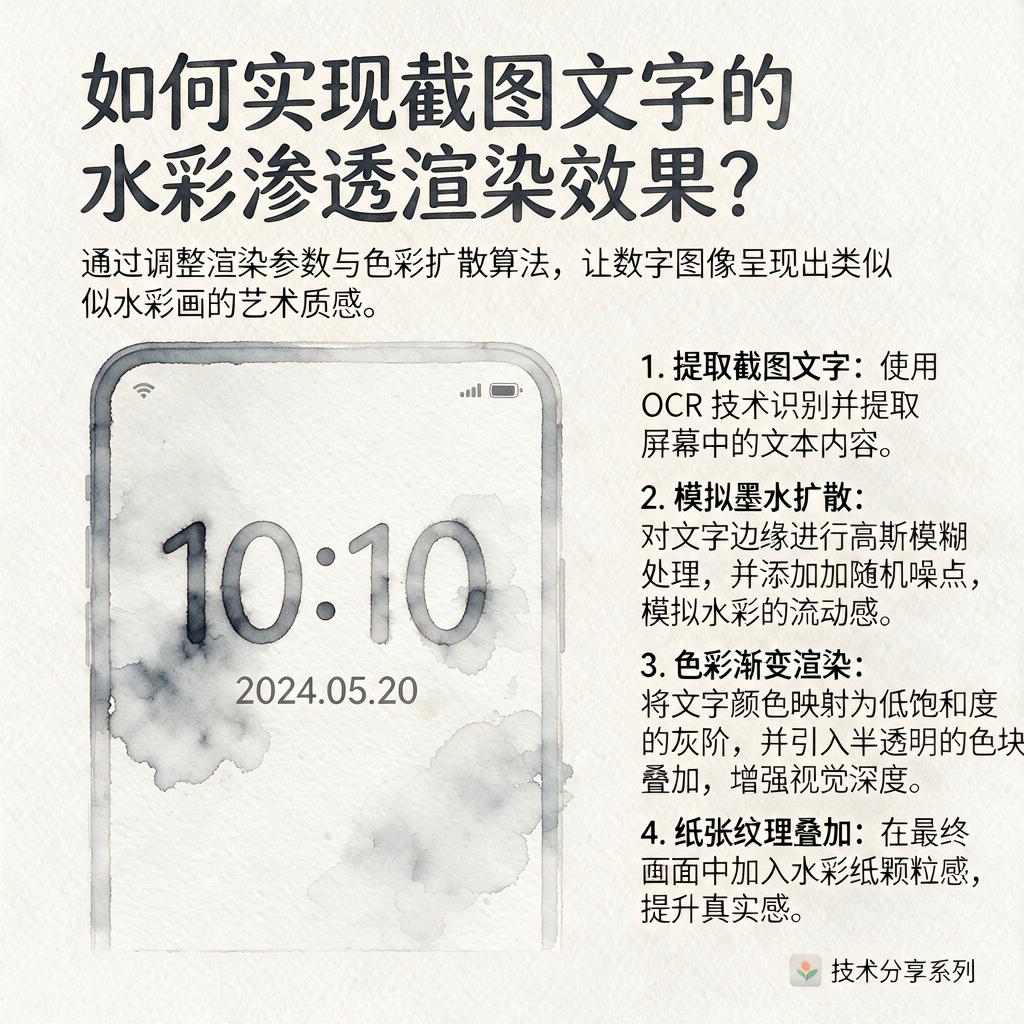 如何实现截图文字的水彩渗透渲染效果?