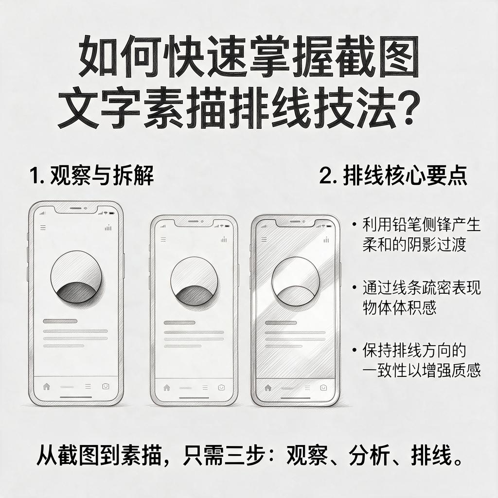 如何快速掌握截图文字素描排线技法?