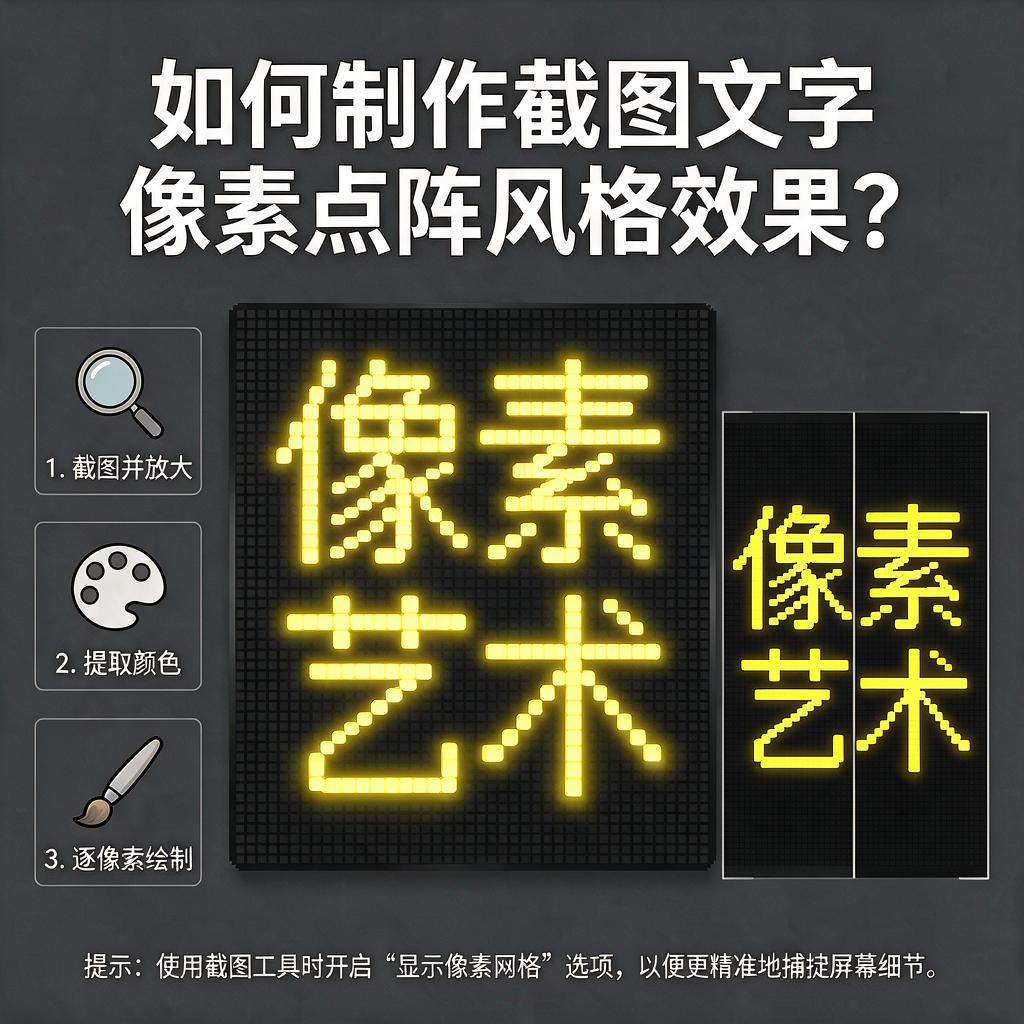 如何制作截图文字像素点阵风格效果?