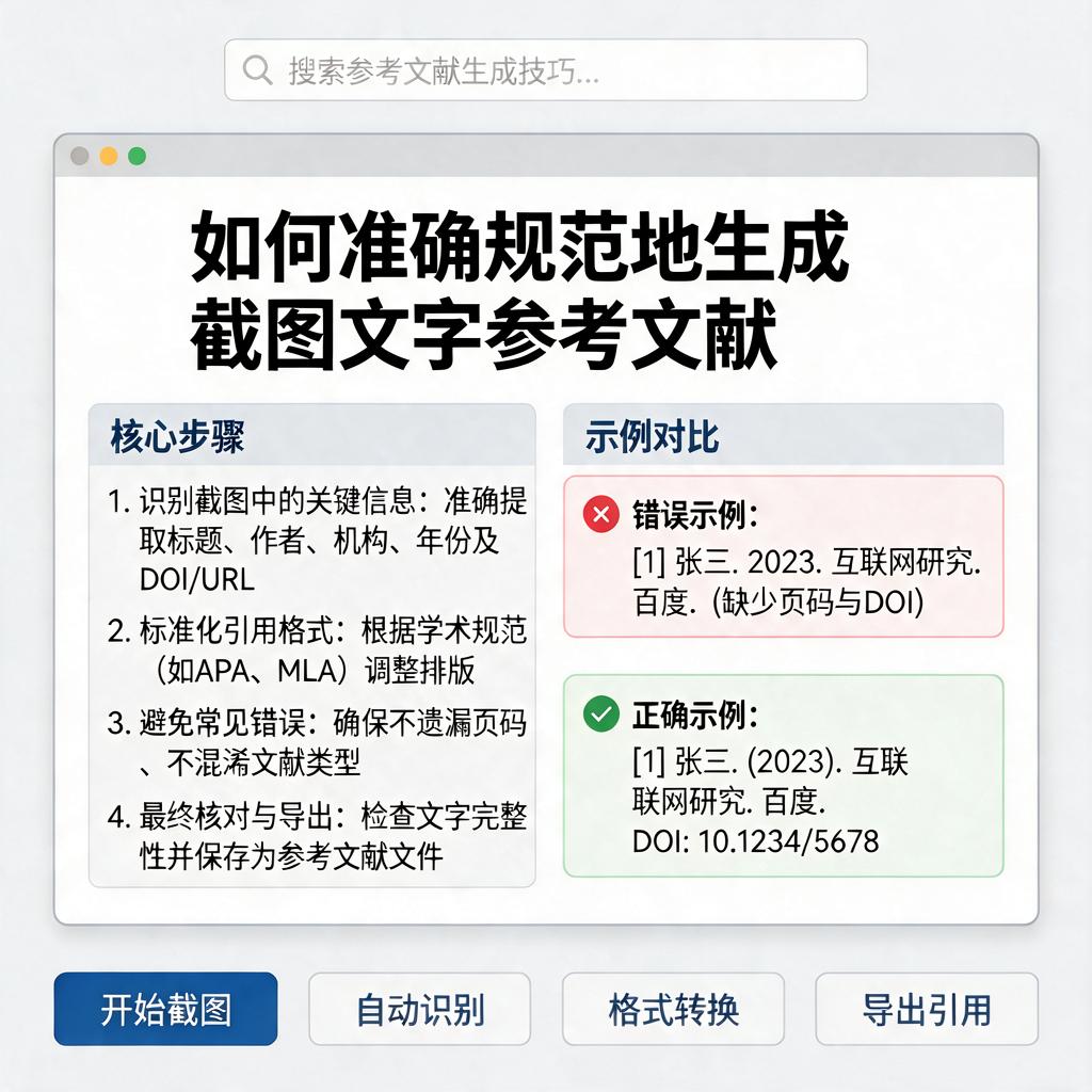 如何准确规范地生成截图文字参考文献？