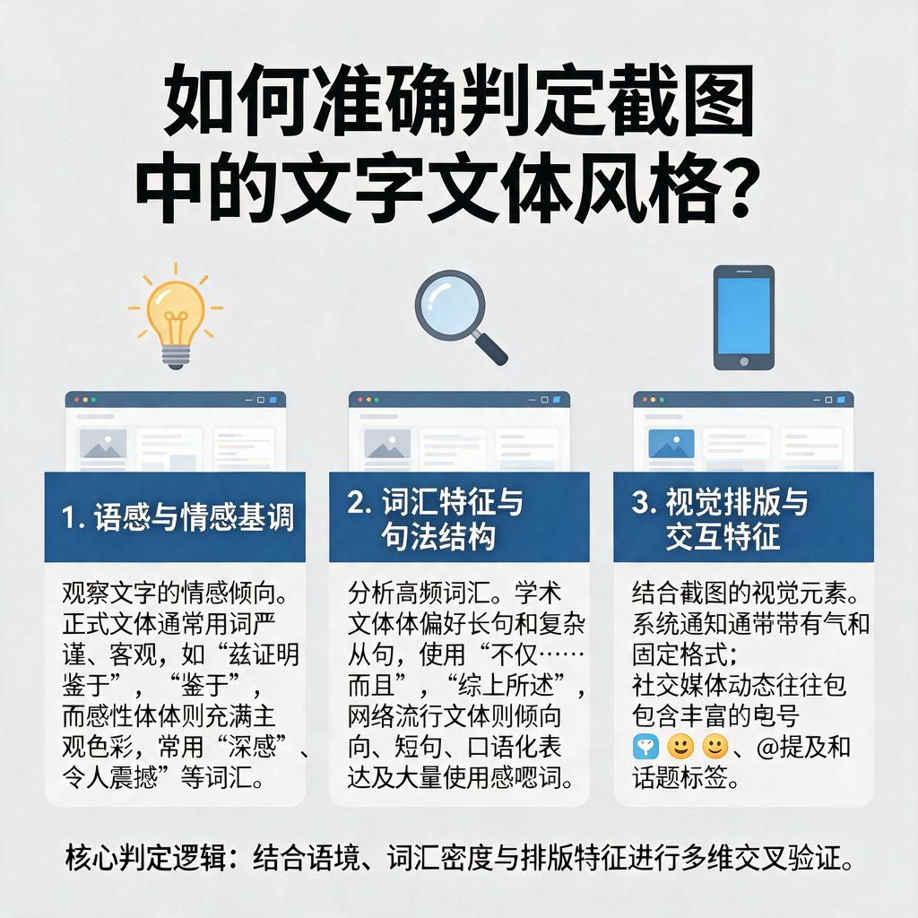 如何准确判定截图中的文字文体风格?